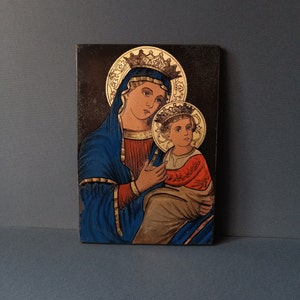 Hand-decorated mixed copper icon of Our Lady of Perpetual Help