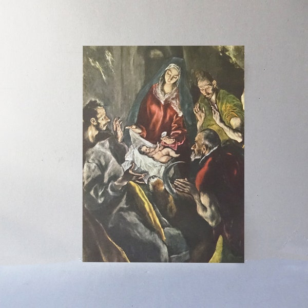 Kunstlithographie der „Anbetung der Hirten“ nach einem Gemälde von El Greco“ auf mattem Papier