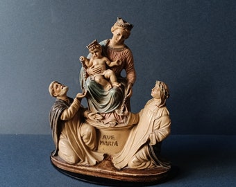 vintage statuette of the icon of Our Lady of the Rosary from Pompeii - Naples, 1960s