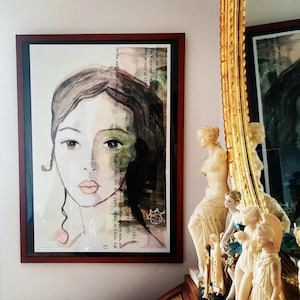 serigrafia, stampa di acquarello su carta " madre natura ", illustrazione tratta da un'opera di Antonella Errico