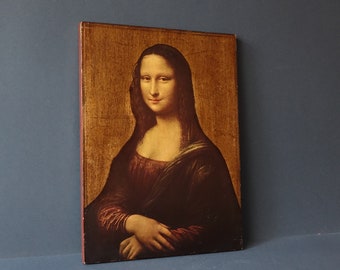 絵画 （3） 木と金箔のパネルに描かれたレオナルド・ダ・ヴィンチの「モナ・リザ