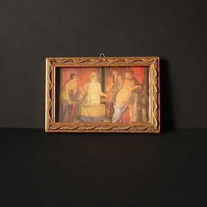 Framed Print – Villa of the Mysteries, Pompeii | Dionysian Fresco Detail | Hand-Gilded Wooden Frame | 18 x 12 cm