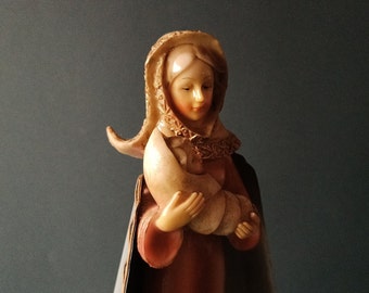 vintage figurine of Madonna icon with child - Russia 1980s - handmade resin and metal