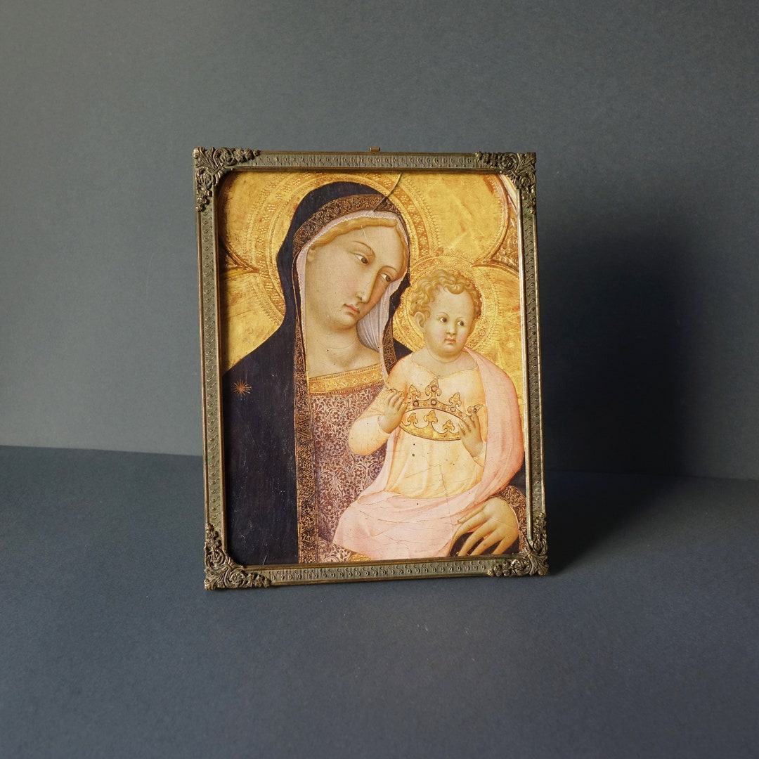 Vintage Frame With Print of the Madonna and Child, the Frame is in ...
