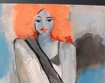 Arte figurativa, pintura original feita à mão com técnica mista, série "Eros", executada em papel vintage por Antonella Errico