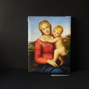 Canvas print of Raphael's painting reinterpreted by Giuseppe De Rosa, mounted on a wooden frame