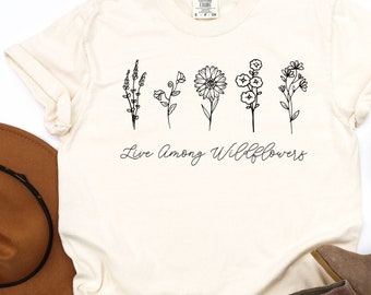 Wildflowers Comfort Colors 1717 Tshirt | Botanical Shirt CottageCore Shirt Hippie Shirt Wanderlust Shirt Outdoors Flowers Garden Boho Shirt