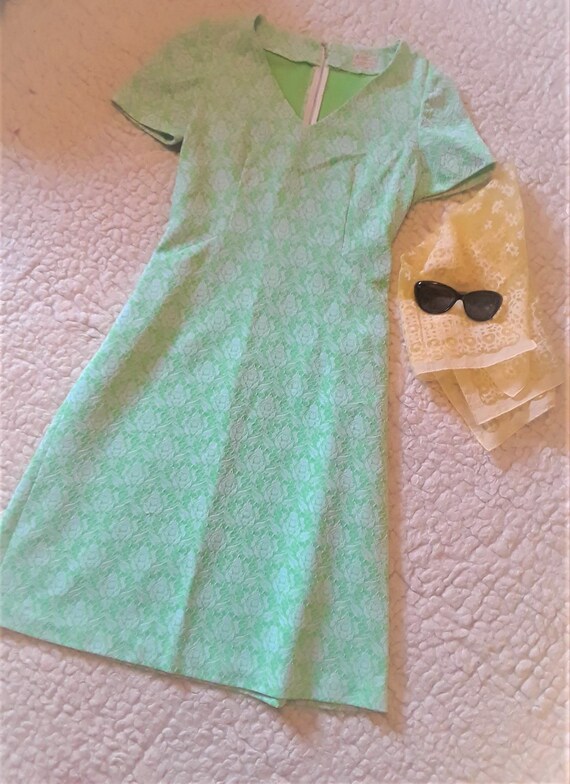 Muted Lime Green 1960's Mod Dress