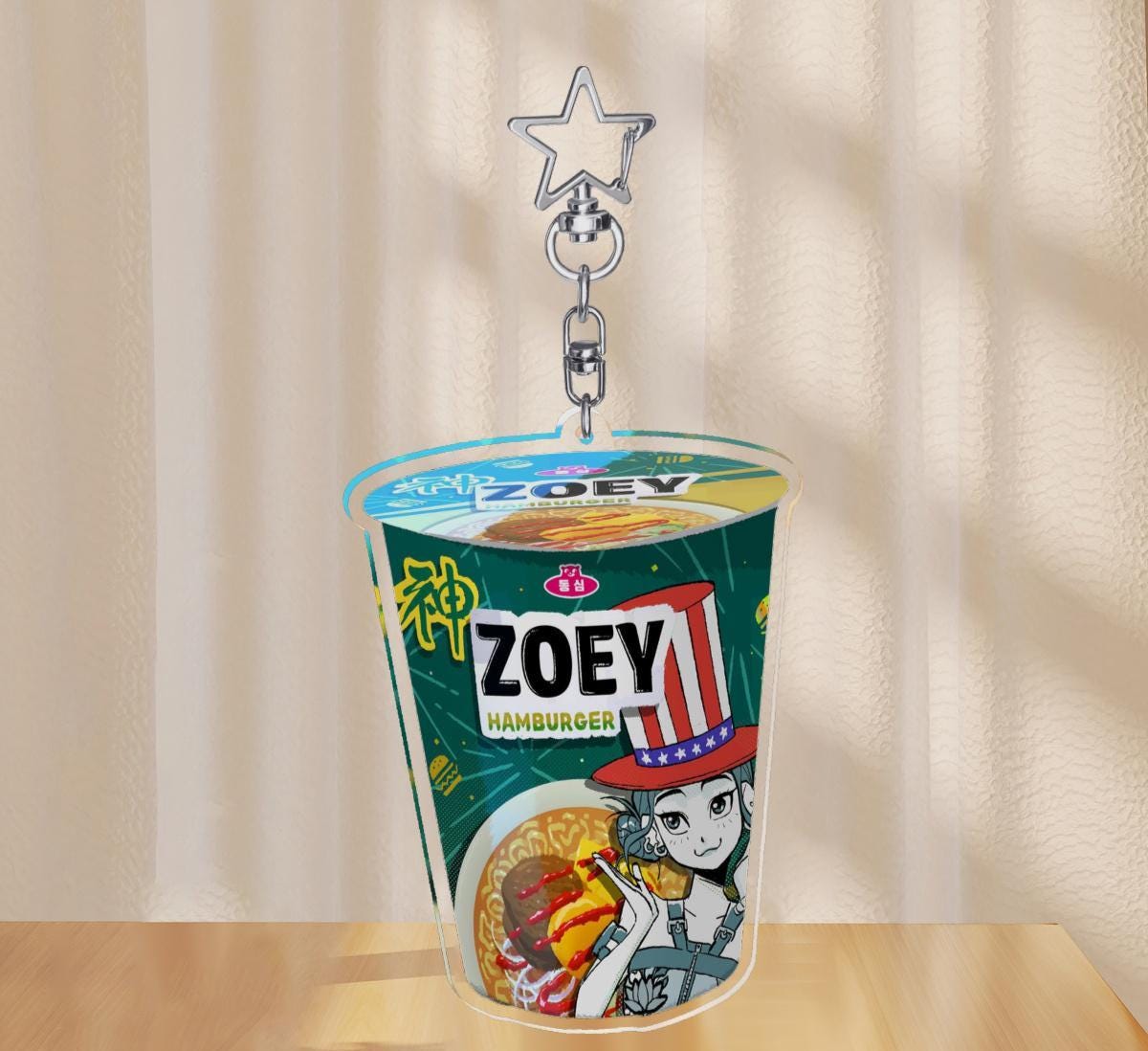 ロウン　韓国　キーリング Kpop Demon Hunters Zoey Ramyeon Keychain - Etsy