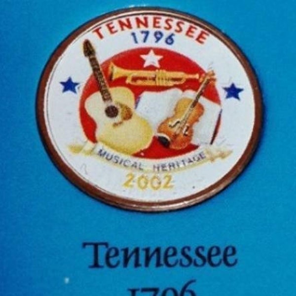 Colorized Tennessee 2002-P State Quarter Philadelphia Mint Genuine US Coin Novelty Gift Item