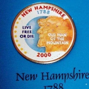 Colorized New Hampshire 2000-P State Quarter Philadelphia Mint Genuine US Coin Novelty Gift Item