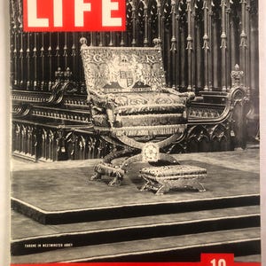March 15 1937 Life Magazine Throne in Westminster Abbey on Cover Vintage Issue Original Great Birthday Gift Idea Birth Year