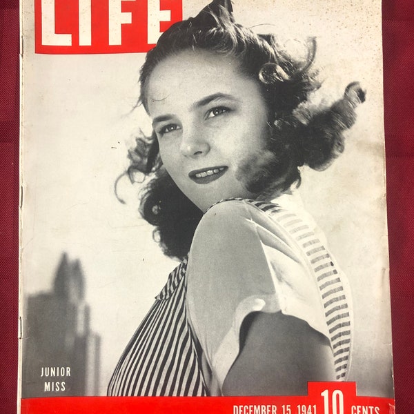 December 15 1941 Life Magazine Junior Miss Patrica Peardon on Cover Pearl Harbor Attack Vintage WW2 Original Great Birthday Gift Idea