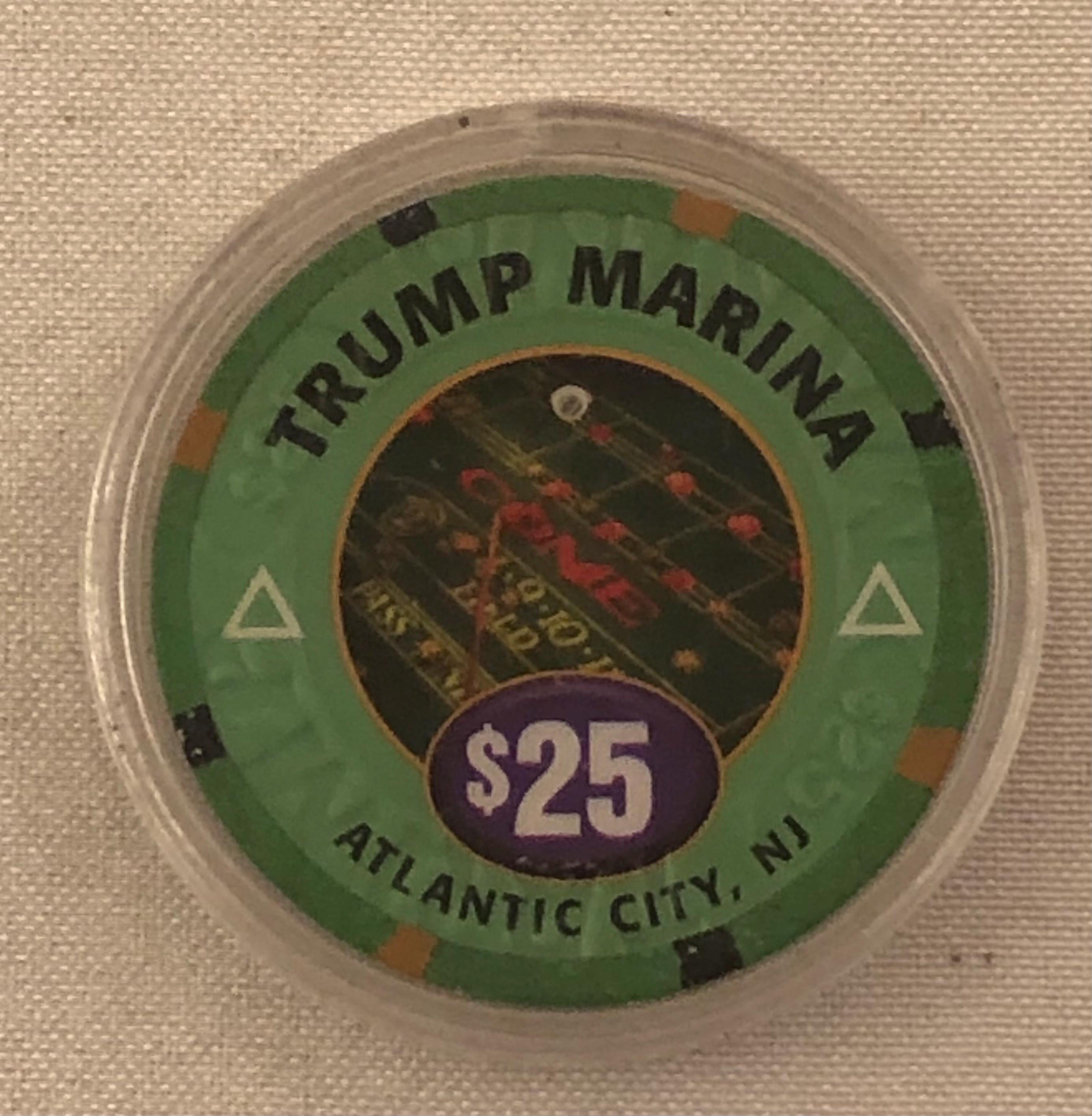 Trump Marina Casino and Hotel 25.00 Table Poker Chip Green 