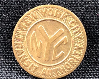 High Grade 1953 First NYC Small Subway Token High Grade Solid Y Dime Size MTA NYCTA New York City Transit Authority Original Genuine ET364