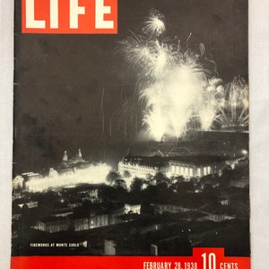 1938年2月28日 ライフ誌 表紙にモンテカルロの花火 ヴィンテージ オリジナル 誕生日プレゼントに最適