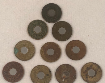 Lot of 10 Well Used Tokens Bullseye Style NYC Subway Token MTA NYCTA New York City Transit Authority 1986-1995 Bimetallic Original Genuine