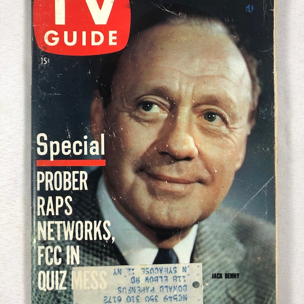 Week of November 7 to 13 1959 TV Guide Jack Benny on Cover Vol 7 Number 45 Issue 345 New York State Edition NYS Great Gift Idea