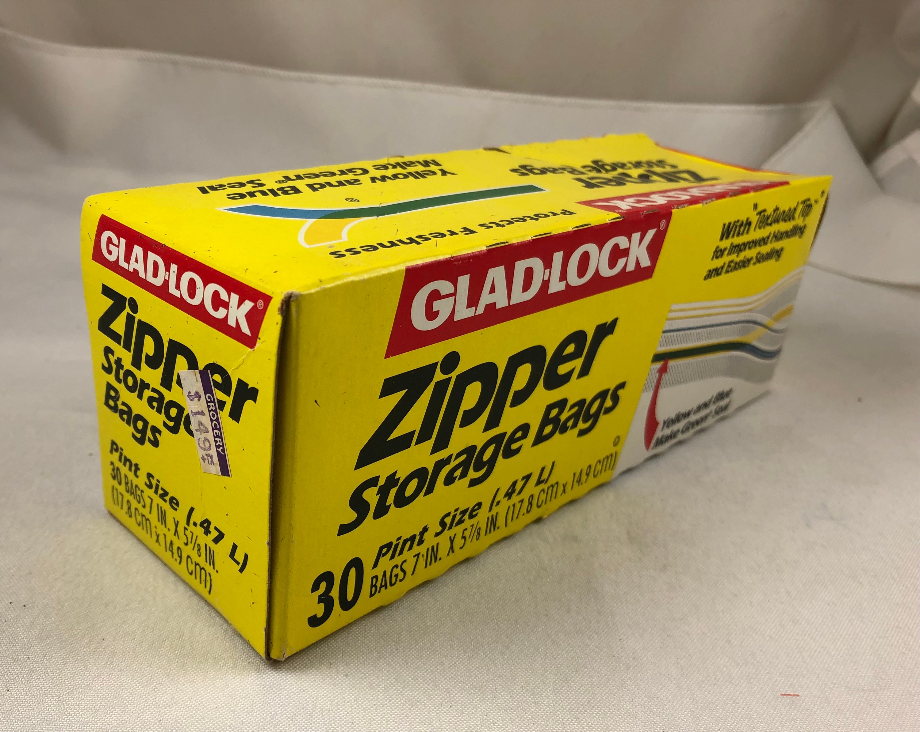 Vintage Glad Lock Zipper Storage Bags 30 Pint Size .47L 