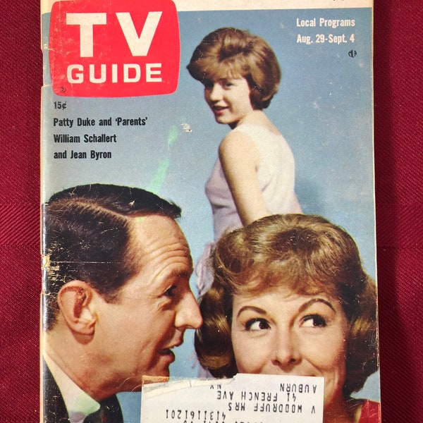 August 29 September 4 1964 TV Guide Patty Duke William Schallert Jean Byron on Cover Vol 12 Number 35 Issue 596 New York State Edition NYS