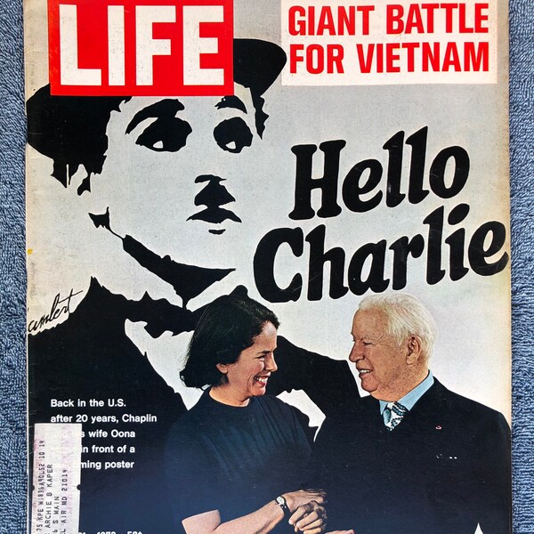 April 21 1972 Life Magazine Hello Charlie Cover Vintage Charlie & Oona Chaplin Original Great Birthday Anniversary Gift Idea