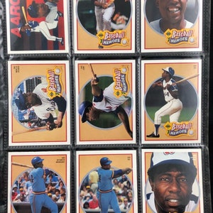 1991 Hank Aaron Upper Deck Heroes of Baseball Heroes Conjunto de 10 cartas Vintage BB Original Autêntico EC-44 Ótima ideia para presente