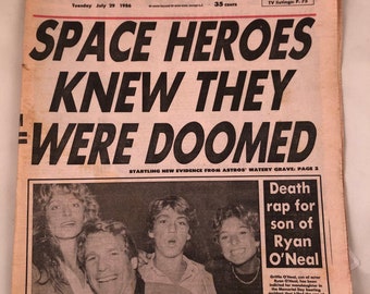 July 26 1986 New York Post Newspaper Space Heroes Knew They Were Doomed Headline Space Shuttle Challenger Disaster