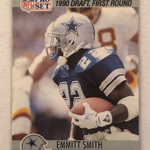 Tarjeta de novato de fútbol americano Pro Set de Emmitt Smith de 1990 n.° 685, selección de primera ronda del draft de 1990, NFL, FB, original, vintage, auténtica, EC330