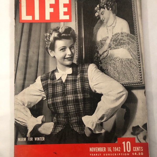 November 16 1942 Life Magazine Warm For Winter Sonia Gover on Cover Vintage WW2 WWII 1940s Fashion