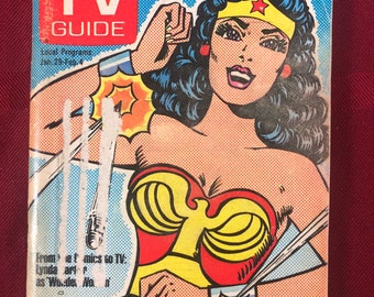 Week of January 29 to February 5 1977 TV Guide Lynda Carter as Wonder Woman on Cover Vol 25 Number 5 Issue 1244 New York City Edition NYC