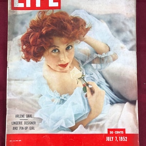 July 7 1952 Life Magazine Arlene Dahl Lingerie Designer Pin-Up Girl on Cover Vintage 50s Pin Up Original Great Birthday Gift Idea