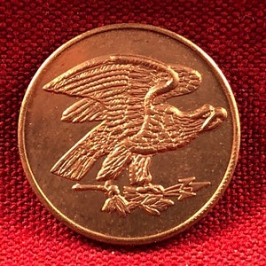 Vintage El Koin Korner Moorestown,NJ Coin Store Tarjeta Publicidad Ficha Bronce 20mm Feuchtwanger Eagle Uncirculated Nueva Condición ET548