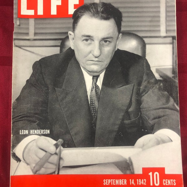 September 14 1942 Life Magazine Leon Henderson on Cover Vintage WW2 Original Great Birthday Gift Idea