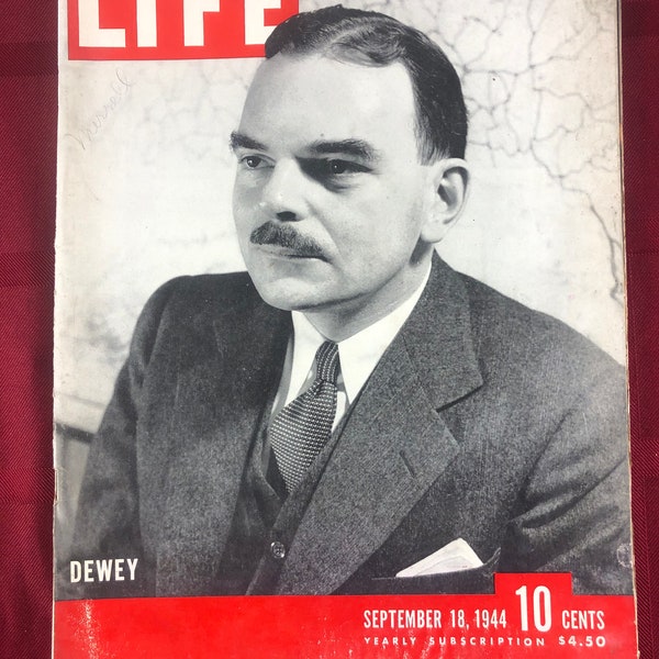 September 18 1944 Life Magazine Thomas E Dewey on Cover Vintage WW2 Original Great Birthday Gift Idea