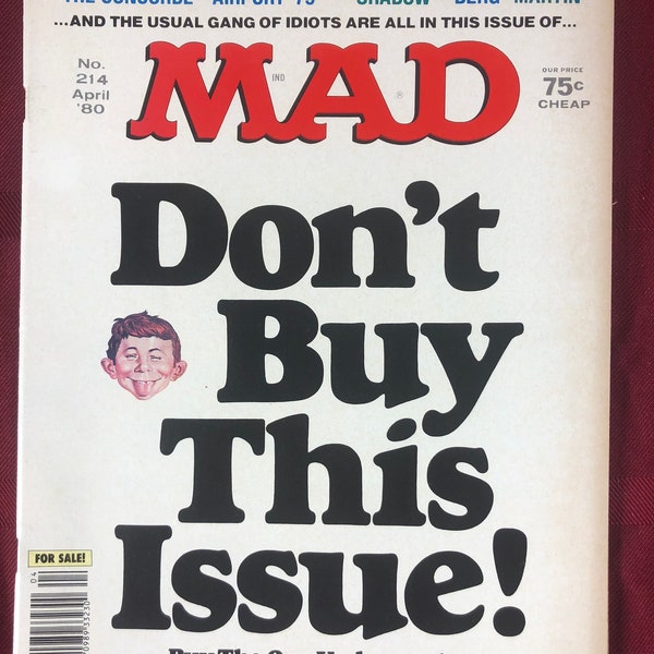 April 1980 Mad Magazine Issue 214 Alfred E Neuman Don't Buy This Issue Cover Parody Vintage Great Birthday Anniversary Gift