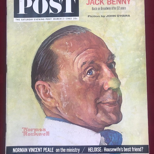 March 2 1963 The Saturday Evening Post Norman Rockwell Illustrated Jack Benny on Cover Vintage Original Great Birthday Gift Idea