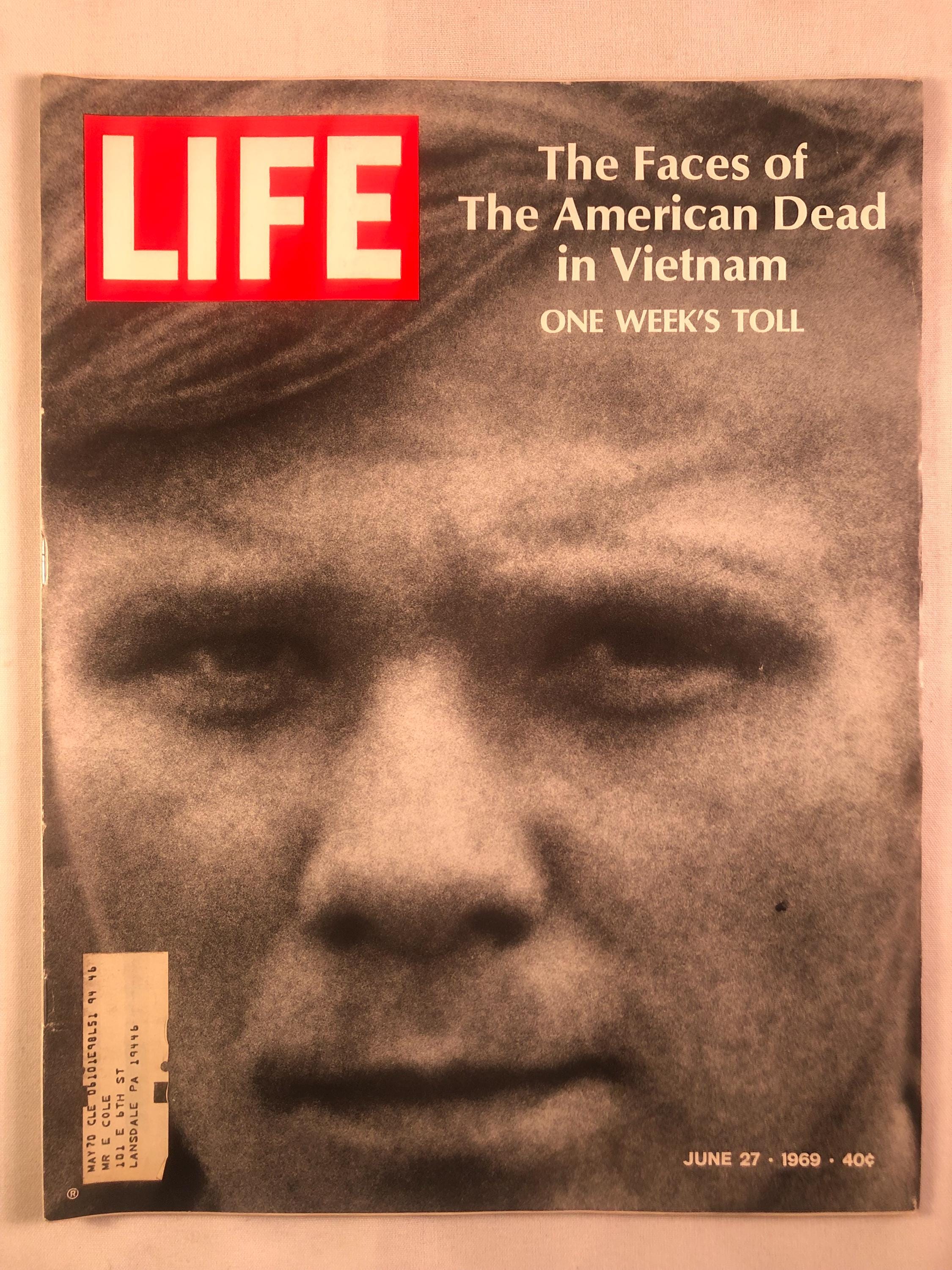 June 27 1969 Life Magazine the Faces of the American Dead in