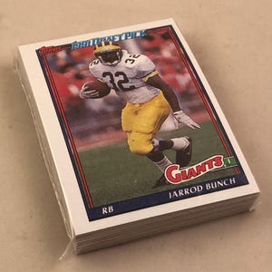 Juego de 25 tarjetas del equipo Topps NY Giants de 1991, fútbol americano completo de la NFL de Nueva York
