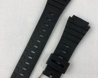 K-31 18mm Kreisler Sport Strap Black Rubber Vintage Replacement Fitted Ends Watch Band NOS For Casio G-Shock and Others