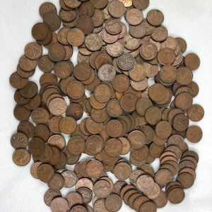Collection of 260 Coins 1950-1959 Canada Cent King George VI Queen Elizabeth II Maple Leaf Hoard of Pennies Penny  ET3