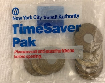 Timesaver Pak of 10 Bullseye Style NYC Subway Token Ten Pack MTA NYCTA New York City Transit Authority 1986-1995 Bimetallic Original Genuine