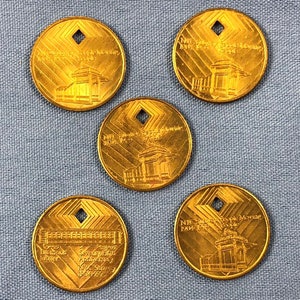 Lot Of 5 High Grade 1979 NYC Subway Bus Token Cut Out Diamond Jubilee MTA NYCTA New York City Transit Authority 75th Anniversary Original