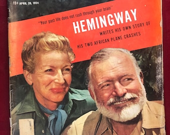 April 20 1954 Look Magazine Mary and  Ernest Hemingway on Cover Vintage Great Birthday Anniversary Gift Idea