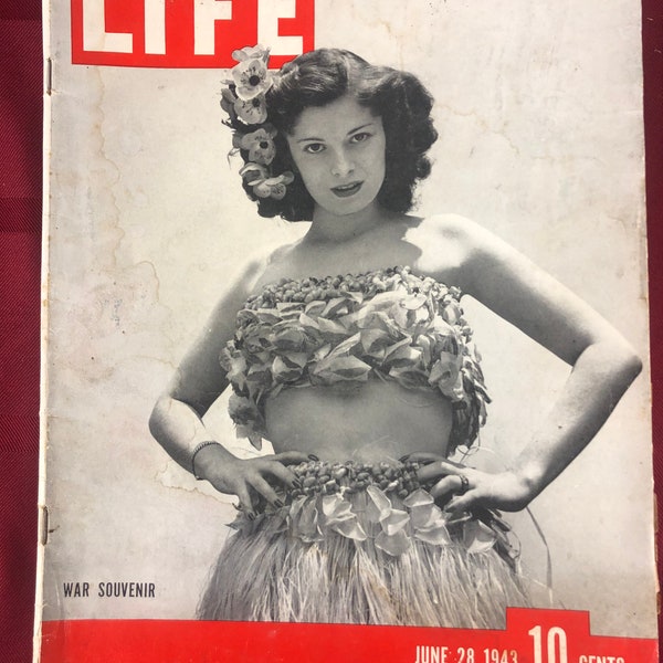 June 28 1943 Life Magazine War Souvenir Sybil Myersburg on Cover Marine Captain Robert Myersburg Vintage WWII WW2 Great Birthday Gift Idea