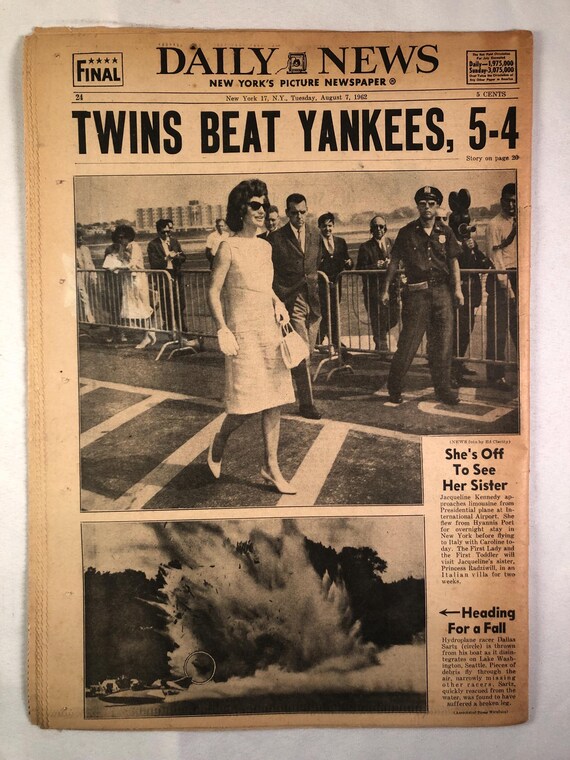 August 7 1962 New York Daily News Marilyn Monroe Dead From Suicide