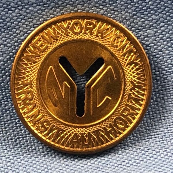 High Grade 1970-1980 NYC Large Y Subway Token Center Y Cut out MTA NYCTA New York City Transit Authority Original Genuine ET421b