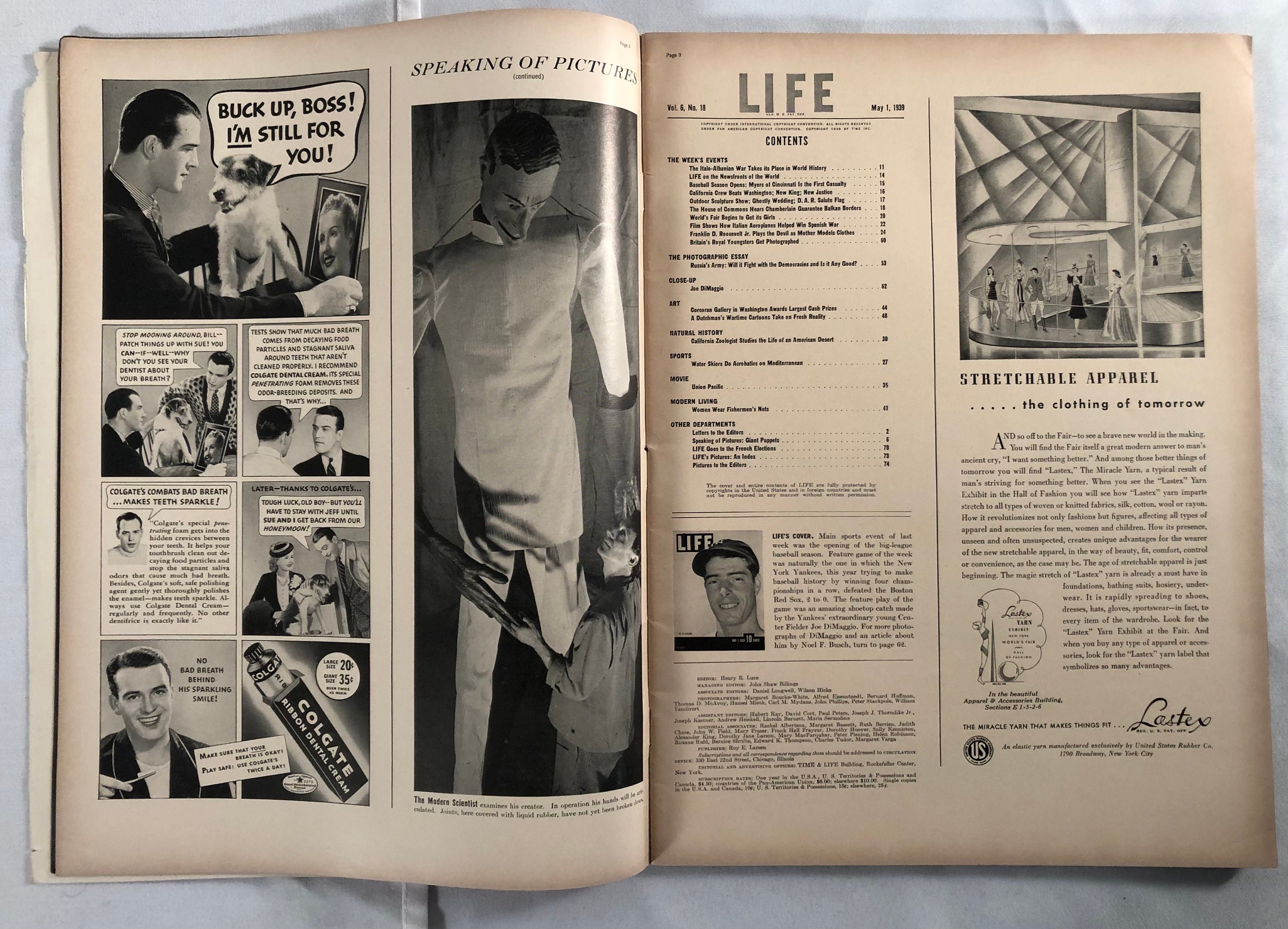 May 1 1939 Life Magazine NY Yankees Joe Di Maggio on Cover Vintage