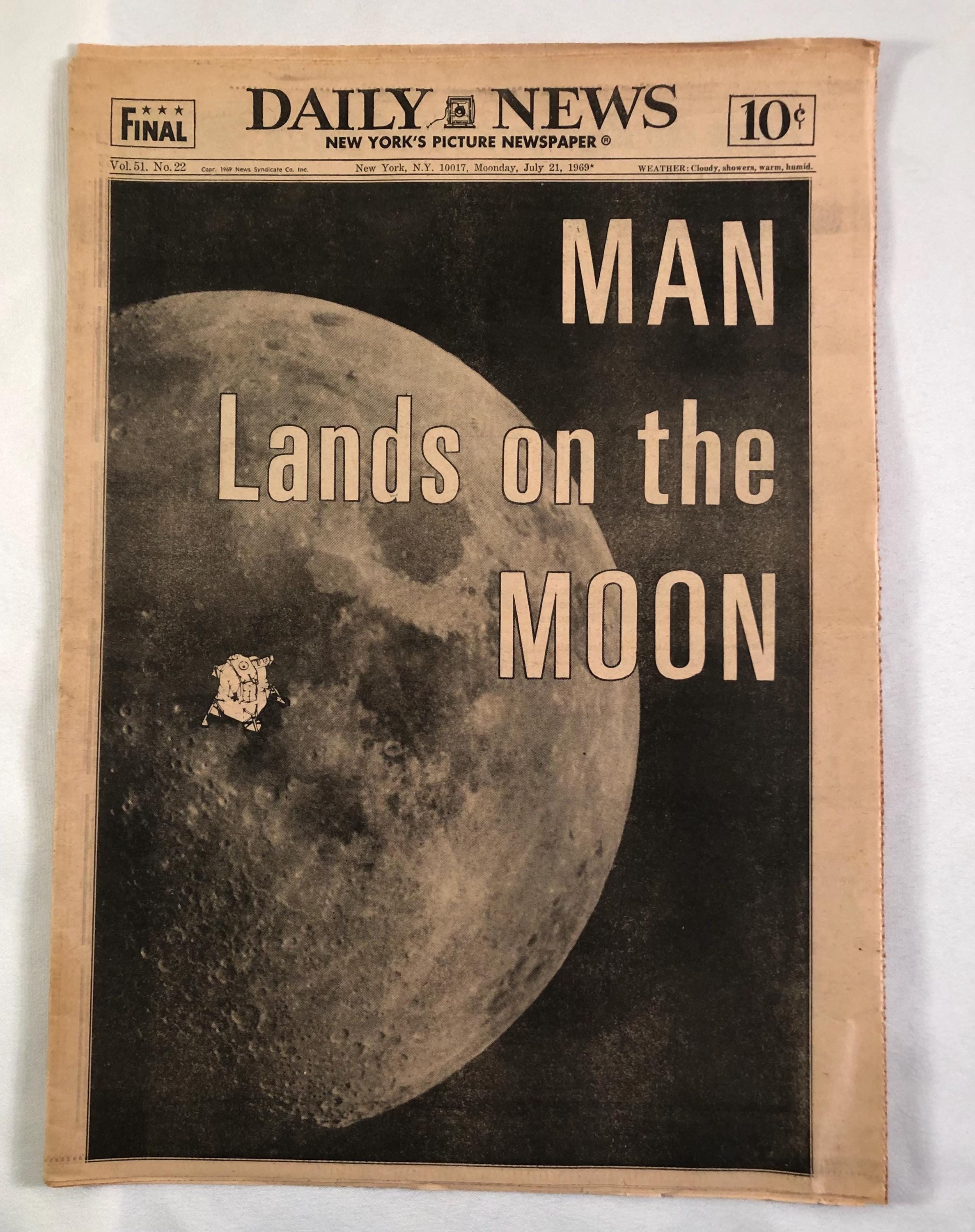 July 21 1969 NY Daily News Newspaper Man Lands on the Moon