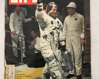 July 25 1969 Life Magazine Leaving For The Moon Neil Armstrong on Cover Apollo 11 Vintage NASA Space Original Great Birthday Gift Idea