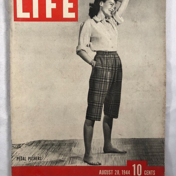 August 28 1944 Life Magazine Pedal Pushers Anne Scott on Cover Vintage WW2 Original Great Birthday Gift Idea